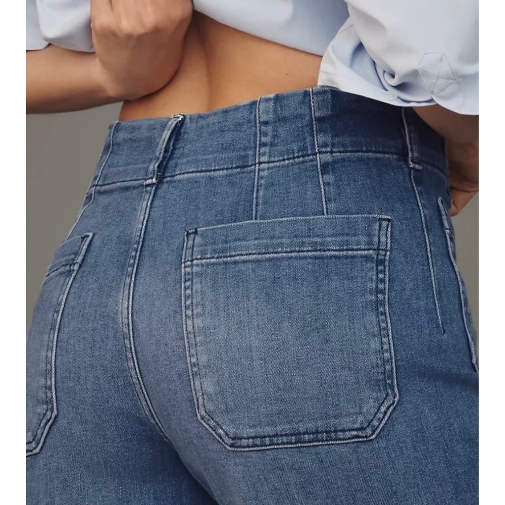 Maeve The Colette Wide Leg Crop Jeans 30 Blue Patch Pocket Boho Preppy - Picture 5 of 13